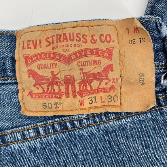 Vintage Men's Levi 501 Jeans, Button Fly, Tag Sz. 31/30 *(Actual 28/28.5)* 90s - Picture 3 of 8